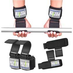 POZTEV Weight Lifting Hooks (PAIR) - Padded Wrist Wraps - Hand Grips Deadlift Straps for Men and Women - Grip Support for Bodybuilding Heavy Gym Workout - Ideal for Deadlifts, Powerlifting, Shrugs, Pull-Ups