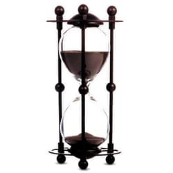 QIRLOEU Hourglass, 15 Minute Sand Timer, Vintage Metal Hour Glass for Home Office Desk Decor, Unique Sand Clock Gifts (Black)