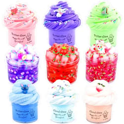Aeyiakov 9 Pack Slime Kit, with 3 Jelly Cube Crunchy Slime and 3 Cloud Slime and 3 Butter Slime, Soft Stretchy Clear Crunchy Slime, for Stress Relief Toy Girls Boys, Birthday Gift, Kids Party Favors