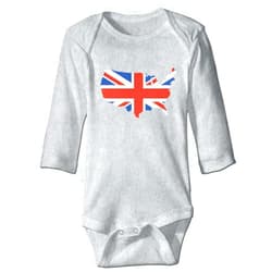 LittleHorn Union Jack Unisex Baby Onesie Jumpsuit Long Sleeve Birth Announcement Bodysuit