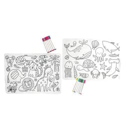 JoLo Goods Educational Silicone Coloring Mats (2) and Markers (12) for Ages 3+ Reusable Easy-to-Clean Toddler & Child Activity for Artistic Creative Fun Durable Versatile Drawing Surface