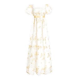 LTAKK Regency Dress Women Regency Costume Empire Waist Dresses Tea Party Victorian Gown Embroidery