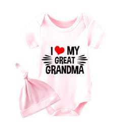 YSCULBUTOL Baby Twins Bodysuit I Love My Great Grandma Infant Baby Clothes Unisex Romper Twin Outfits With Hat
