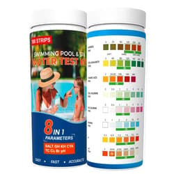 AKSBTEC Salt-Water Pool Test Strips Kit, 8IN1 Salt Pool Test Strips 100 Strips for Salt Water Pool Testing Kit Pool Salt Test Strips for Pool, Hot Tub&Spa Testing Salt Chlorine pH and More
