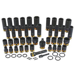 Klutch 3/8in.-Drive Chrome Molybdenum Impact Socket Set, 6-Point, Metric and SAE, 43-Pc.