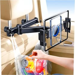 HIYJEN 3 in 1 Extension Arm Tablet Holder for Car Headrest with Magnetic Phone Mount Compatible with Magsafe, Adjustable iPad Holder for Car Backseat Rear Facing for Kids Baby, Fit for 4.7