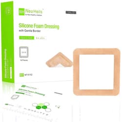 NEUHEILS Silicone Adhesive Foam Dressing with Gentle Border 6''x6'', 10 Packs for Bed Sore Leg Ulcer, High Absorbency Waterproof Silicone Wound Bandages by NeuHeils