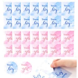 XIHIRCD 48pcs Gender Reveal Stickers, 1.97 Inch Blue and Pink Team Boy Decals Team Girl Stickers Round Gender Reveal Label for Scrapbook, Party Favors, Games, Invitation, Baby Shower