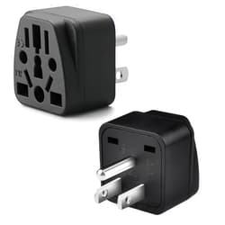 Fertrey 2 Pack US Travel Plug Adapter, EU,AU,UK,CN,to USA(Type B),Grounded 3 Prong for USA Wall Plug,Wall Outlet Power Charger Converter