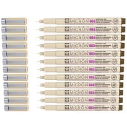 SAKURA Pigma Micron Fineliner Pens - Archival Sepia Ink Artist Pens for Drawing - 003 Point Size (Box of 12)