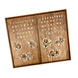 Cregugua Quarter Inch 0.25 Inch 2142 Pieces Tiny Wooden Letters Unfinished Wood Numbers for Scrapbooking Crafts (with Two Fonts in Brown Tray)