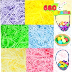JOYIN Recyclable Shred Paper Grass 24oz (680g) 6 colors Easter Basket Filler Stuffers for Easter Egg Hunt Décor, Party Favors, Classroom Event Decoration.