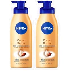 NIVEA Cocoa Butter Body Lotion with Deep Nourishing Serum, 16.9 Fl Oz Pump Bottle (Pack of 2)