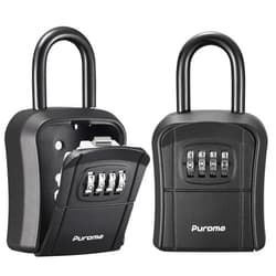 Puroma Key Lock Box, Portable Combination Lockbox Wall-Mounted Key Storage Box for House Keys, Resettable Code Safe Security Lock Box for Home, Office, Apartment Spare Key Storage (2 Pack, Pure Black)