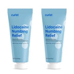 Curist 5% Lidocaine Cream Maximum Strength Topical Pain Relief OTC - 12 oz (Pack of 2) XL Tube 5 Percent Lidocaine Numbing Cream to Numb Effectively (2 Pack - 6 oz Tube)