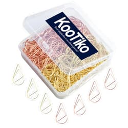 KOOTIKO Gold and Rose Gold Cute Paper Clips Set, 300 Pcs Smooth Stainless Steel Tear-Shaped Wire Paperclips Small for Office Supplies Wedding Women Girls Kids Students Paper Document Organizing