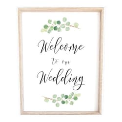 2 City Geese Welcome to our Wedding Sign for Reception or Ceremony | (1) 8x10 Watercolor Greenery with Eucalyptus Print on Thick Cardstock Paper | Wedding Decoration