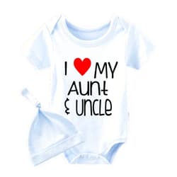 YSCULBUTOL Baby Twins Newborn I Love My Aunt and Uncle Funny Auntie Baby Clothes Infant Girl Short Sleeve Jumpsuit
