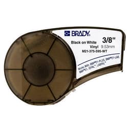 Amelia Brady M21-375-595-WT High Adhesion Vinyl Official Label Tape - Black on White