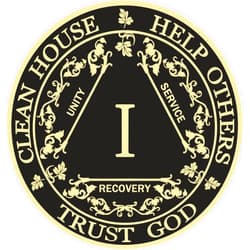 GOSIN Black & Gold 1-10 Years Alcoholics Anonymous Medallion AA Coin Capsule Included (One Year)