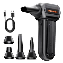 WOLFBOX MF60&MF70 Compressed Air Duster-110000RPM Super Power Electric Air Duster, 3-Speed Adjustable Rechargeable Cordless Air Blower with Fast Charging for PC Keyboard Cleaning, Car, Home (Black)