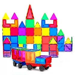 PLAYVIBE 60 PCS 3D Magnetic Blocks Magnetic Tiles - Magnet Building Tiles | Magnetic Tiles Toy Building Sets | Magnetic Building Blocks | Kids Magnet Toys for Kids | Magnetic Tiles for Kids | Magna t Blocks 60 Piece Set