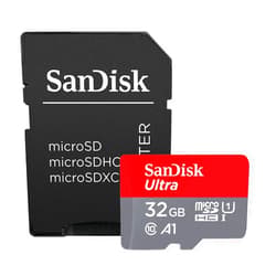 SanDisk 32GB Ultra microSDHC UHS-I Memory Card with Adapter - 98MB/s, C10, U1, Full HD, A1, Micro SD Card - SDSQUAR-032G-GN6MA