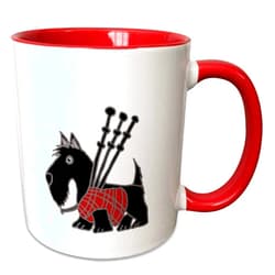 3dRose mug_218740_5 Funny Scottish Terrier Playing the Bagpipes - Two Tone Red Mug, 11oz