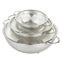 HÖLM 3-Piece Stainless Steel Mesh Micro-Perforated Strainer Colander Set (1-Quart, 2.5-Quart and 4.5-Quart)