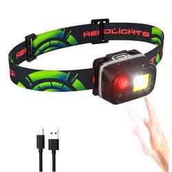 AROPEEN Headlamp LED Rechargeable with Red Light, Lightweight Camping Headlamps for Adult & Kids with Motion Sensor, IP65 Waterproof 3 Light Souces Headlamp Flashlight Hiking Running Fishing Cycling