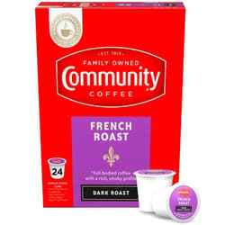 Community Coffee French Roast 24 Count Coffee Pods, Extra Dark Roast, Compatible with Keurig 2.0 K-cup Brewers, 24 Count (Pack of 1)