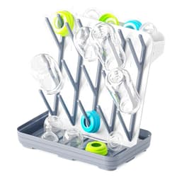 SpaceAid Baby Bottle Drying Rack with 20 Hooks, Space Saving Kitchen Bottles Rack Dryer, Vertical Baby Bottle Holder Organizer for Countertop Storage Accessories (White and Gray)