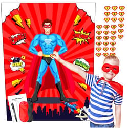 TYHJOY Superhero Party Decorations Games Pin The Sticker on The Man Games for Hero Theme Classroom Activities Birthday Party Supplies Favors