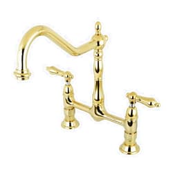 Kingston Brass KS1172AL Heritage Bridge Kitchen Faucet, Polished Brass