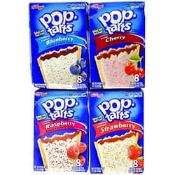 Pop-Tarts Pop Tarts Variety Pack, Frosted FRUIT Flavors: Strawberry, Blueberry, Cherry, and Raspberry. Bundle of 4-8 Count Boxes, 1 of Each Flavor. Great Care Package or Gift