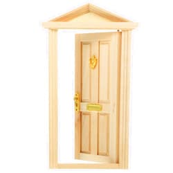 Zerodeko Wooden Dollhouse Door Dollhouse Door 1 12 Scale, Mini Wooden Door, Dollhouse Front Door 1 12 Scale, Mini Wooden Door for Dolls DIY Dollhouse Furniture Accessories 1:12 Wood Door