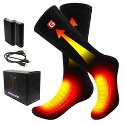 GEMSTONEGO Heated Socks for Men Women, Electric Rechargeable Battery Powered Heated Socks Thermal Warm Winter Washable Heated Socks for Outdoor Sports Hiking Climbing Hunting Foot Warmer