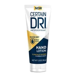 Certain Dri Antiperspirant Hand Lotion for Excessive Sweating, Fast-Drying, Non-Greasy Formula, Dermatologist-Tested, 24-Hour Protection for Palmar Hyperhidrosis, 1.3 oz
