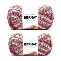 Bernat Symphony Pomegranate Punch Yarn - 2 Pack of 225g/8oz - Wool Blend - 5 Bulky - 309 Yards - Knitting/Crochet