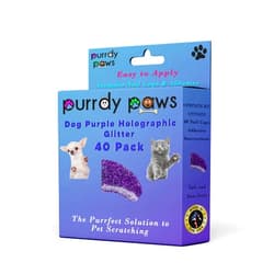 Purrdy Paws 40-Pack Soft Nail Caps for Dogs Claws Purple Holographic Glitter X-Large