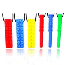 GNAWRISHING Chew Necklace by GNAWRISHING 6-Pieces Perfect for Autistic, ADHD, SPD, Oral Motor Children, Kids, Boys, and Girls (Tough, Long-Lasting)