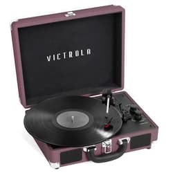 Victrola Vintage 3-Speed Bluetooth Portable Suitcase Record Player with Built-in Speakers | Upgraded Turntable Audio Sound| Includes Extra Stylus | Magenta, Model Number: VSC-550BT-MAG