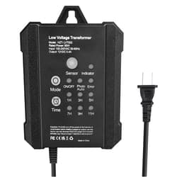 Rwusnx 65W Low Voltage Landscape Transformer, RWUSNX Outdoor Landscape Lighting Transformer with Timer and Photocell Sensor, 120V AC to 12V DC Weatherproof for Spotlight, Garden Light, Pathway Light