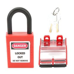 Dioche Safety Lock Set, 3P Circuit Breaker Protective Box and Padlock Set, Transparent Distribution Box Lockout Lock with Keys