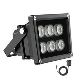 Univivi Infrared Illuminator, 850nm 6 LEDs 90 Degree Wide Angle IR Illuminator for Night Vision, Waterproof LED Infrared Light for CCTV Security Camera, with Power Adapter, Black