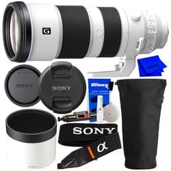 SSE Sony FE 200-600mm f/5.6-6.3 G OSS Lens with Manufacturer Accessories (Front & Rear Lens Caps, Lens Hood, Lens Strap, Tripod Collar, Lens Case) & Deluxe Equipment Maintenance Kit