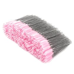 Tbestmax 300 Pcs Disposable Spoolies, Mascara Wand Eyelashes Brushes Applicator for Eyebrow Eye Lash Extension Black Stick Pink Head