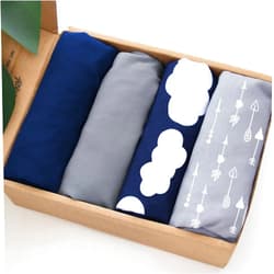 Biloban 4 Pack Pack and Play Fitted Sheets Fits Graco Pack n Play Playard, Pamo Babe, Zodiak, Baby Trend Portable Playard and Other 27 x 39 Playpen Mattress, Ultra Soft and Skin-Friendly, Navy Cloud