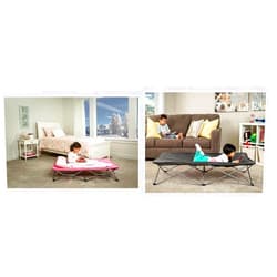 Regalo My Cot Portable Toddler Bed, includes Fitted Sheet, Pink & My Cot Extra Long Portable Bed, includes Fitted Sheet, Gray 54x28x12 Inch (Pack of 1)