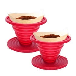 Hongliang 2 Pcs Collapsible Pour Over Coffee Dripper,Reusable Silicone Coffee Filter Holder,Travel Coffee Maker for Camping,Picnic,Office, Camp Gear